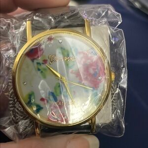 Geneva Women's Gold Floral Watch